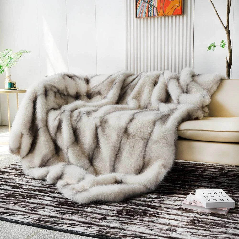 Luxury Faux Fur Blanket - High-End Fox Fur Bed & Sofa Throw - STripleB