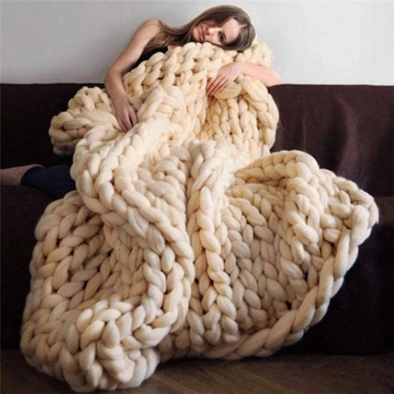 Acrylic Knitted Thick Rough Blanket - Woven Hand Knitted - STripleB