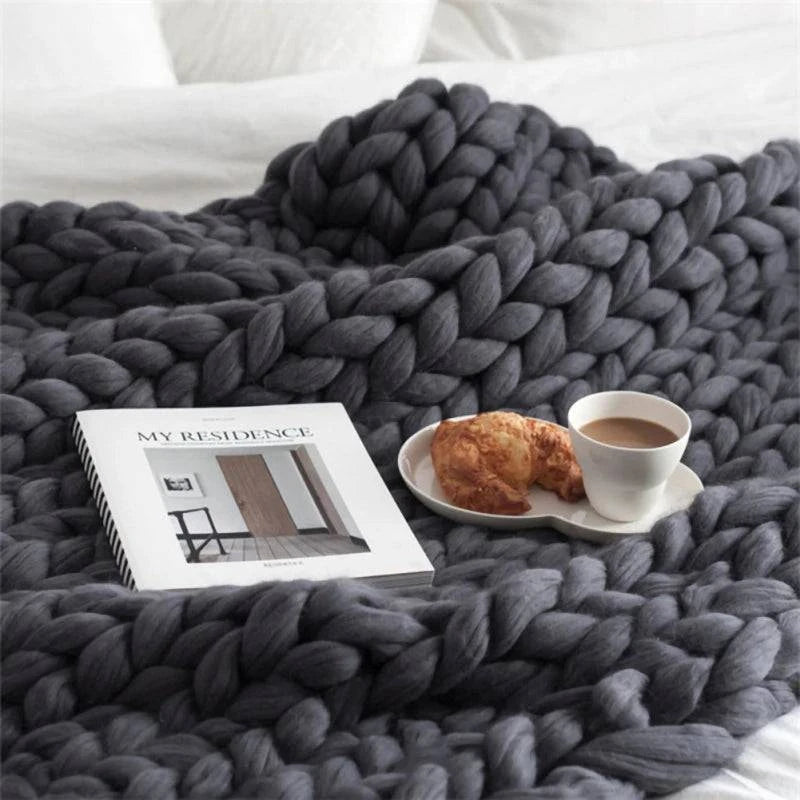 Acrylic Knitted Thick Rough Blanket - Woven Hand Knitted - STripleB