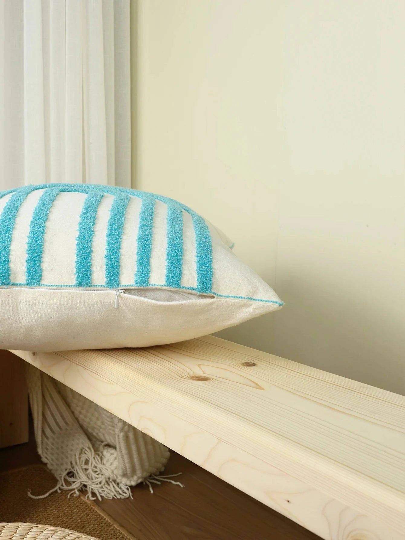 Curve Pattern Embroidered Cushion Cover Without Filler - STripleB