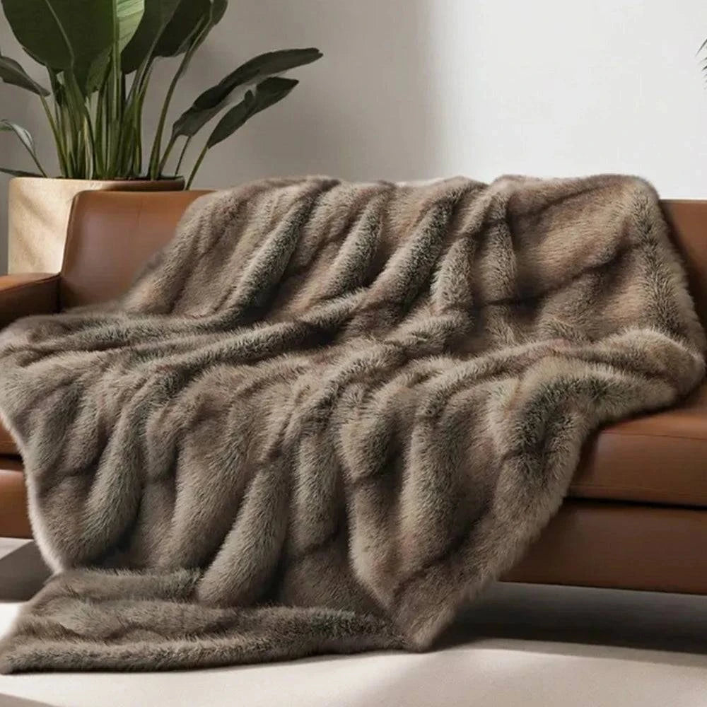Luxury Faux Fur Blanket - High-End Fox Fur Bed & Sofa Throw - STripleB