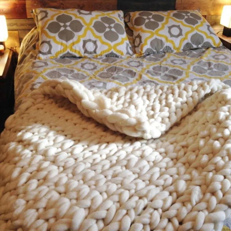 Acrylic Knitted Thick Rough Blanket - Woven Hand Knitted - STripleB