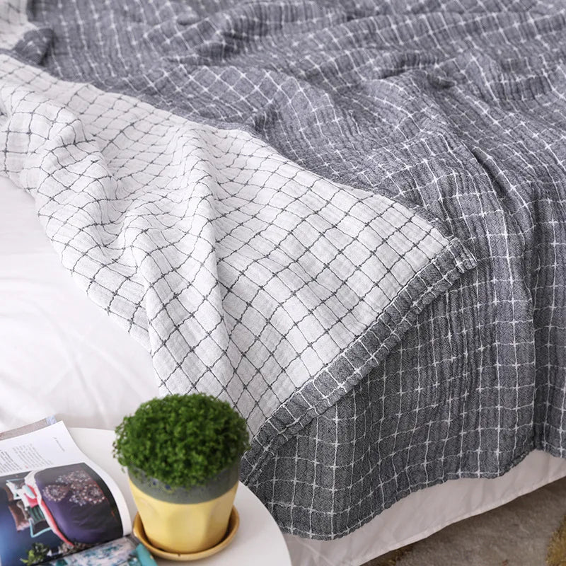100% Cotton Quilt - Three-Layer Summer Quilt - Lightweight & Cooling - STripleB