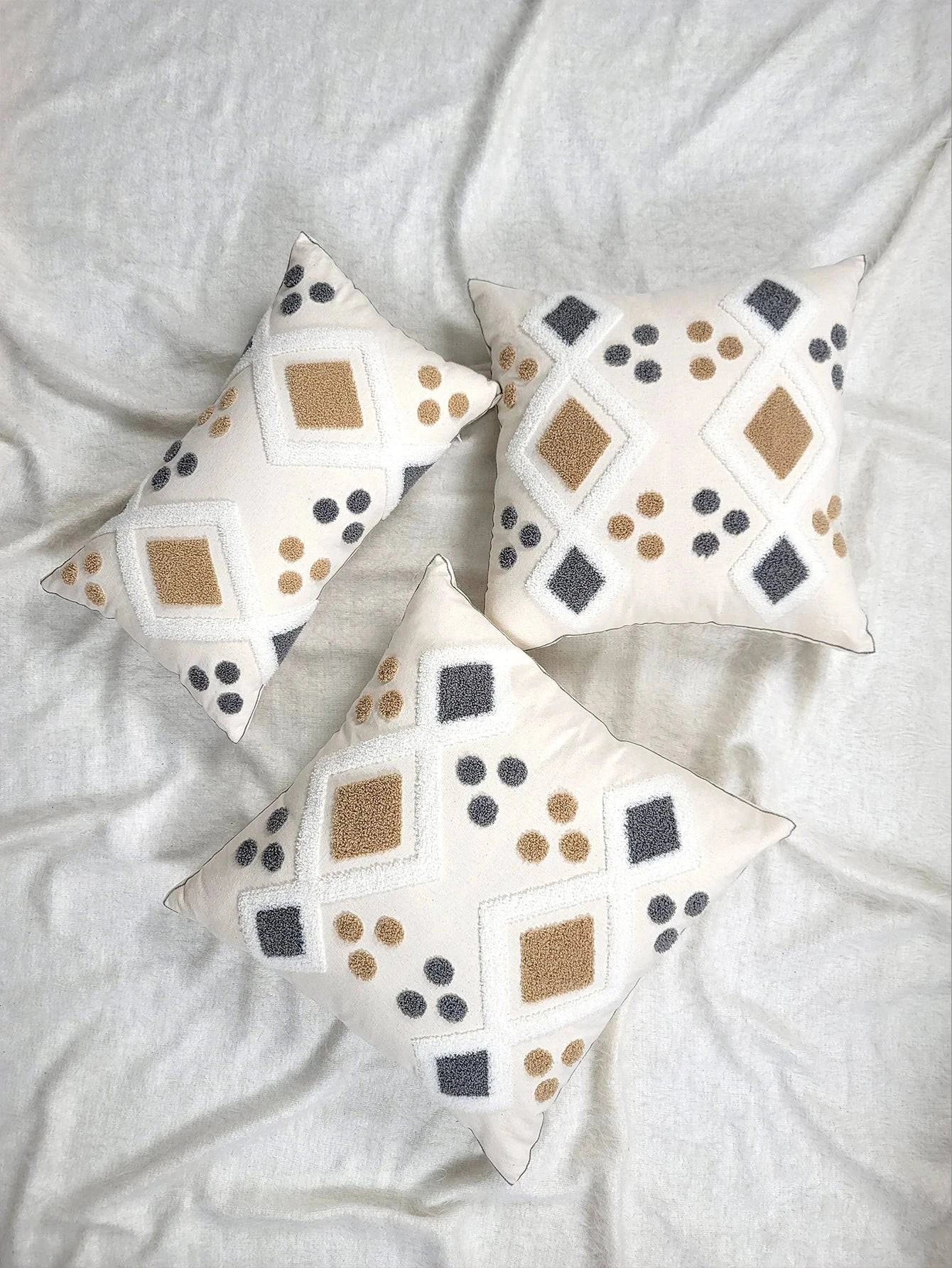 Geometric Embroidered Throw Pillow Covers - STripleB
