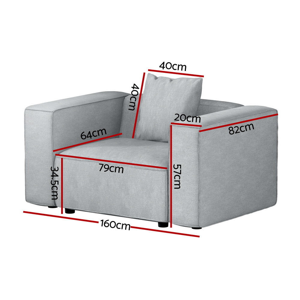 Armchair - Sofa Seat - Grey - Measurements | STripleB
