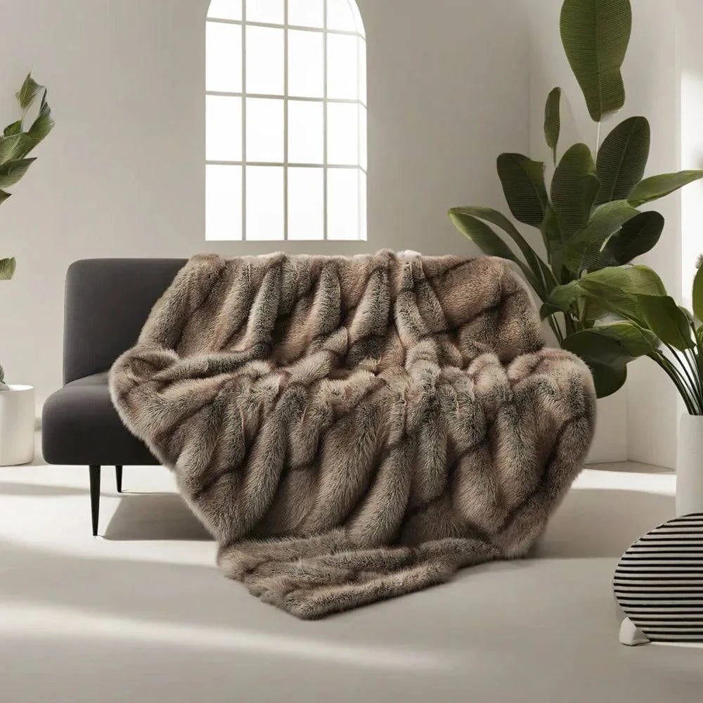 Luxury Faux Fur Blanket - High-End Fox Fur Bed & Sofa Throw - STripleB