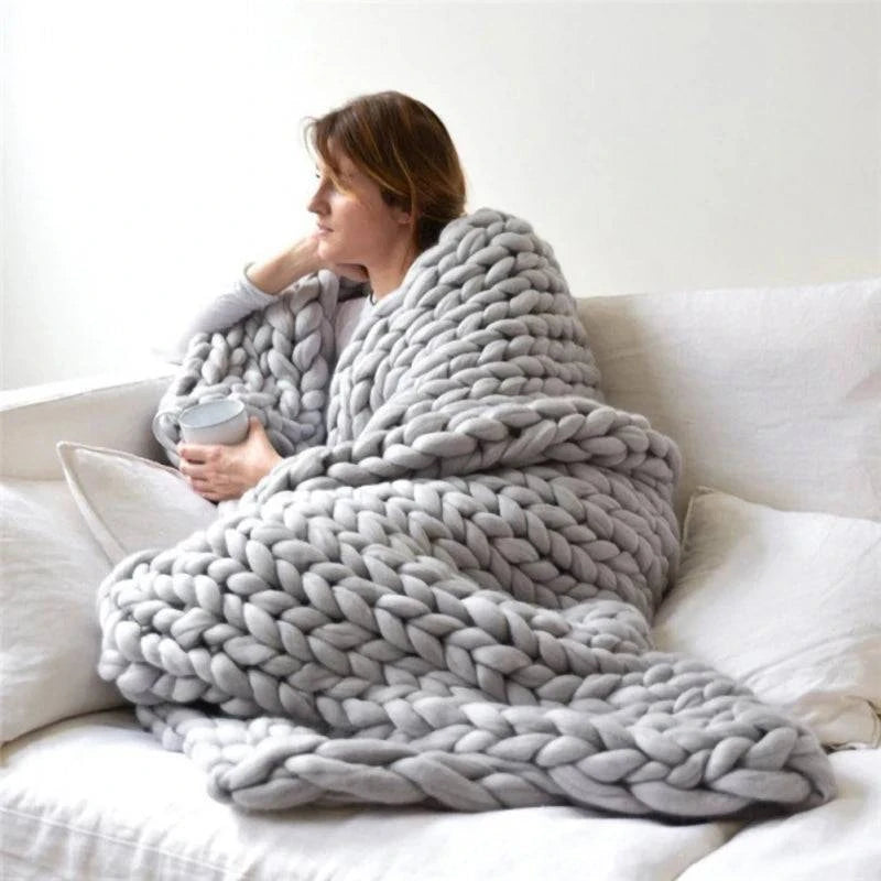 Acrylic Knitted Thick Rough Blanket - Woven Hand Knitted - STripleB