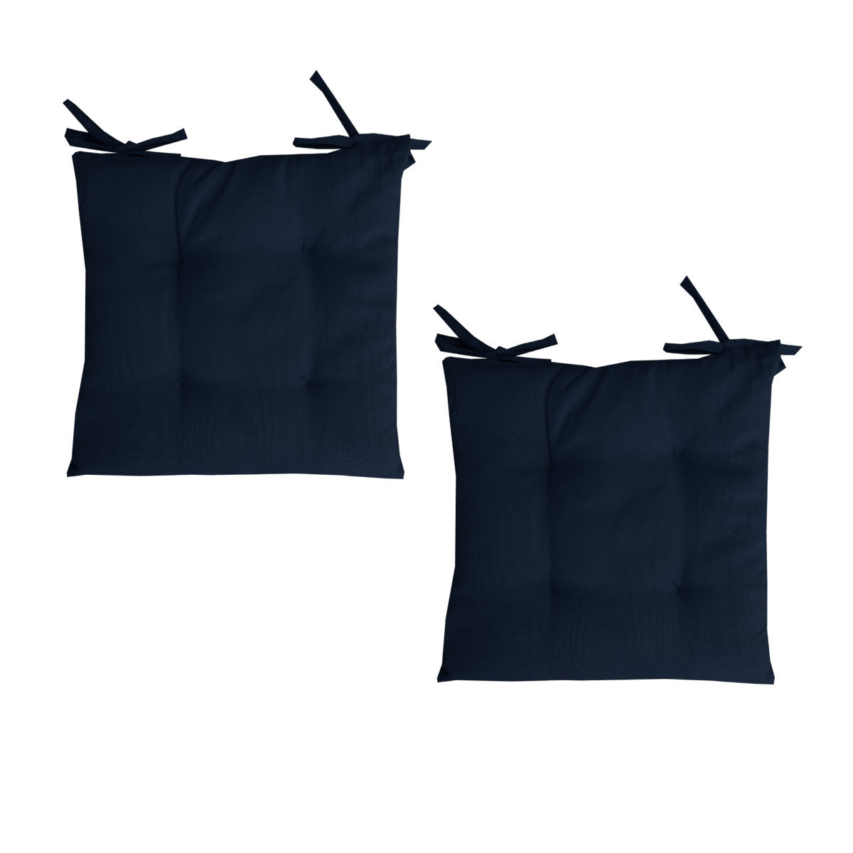 Set of 2 - Outdoor Polyester Solid Chair Pads - 40 x 40cm - Navy Blue - STripleB