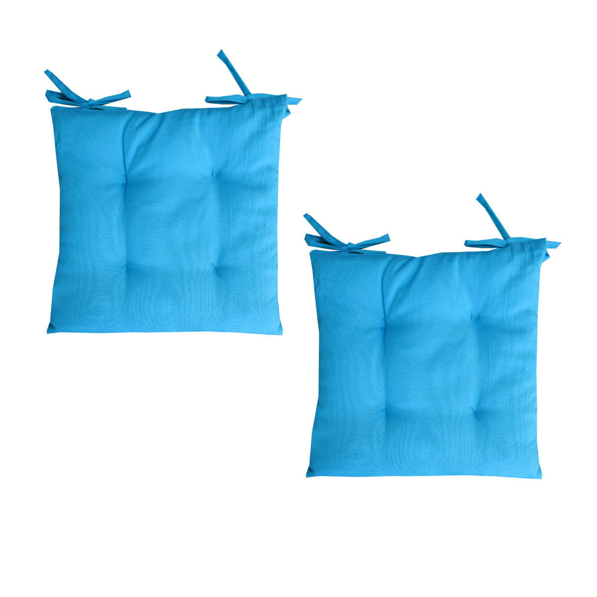 Set of 2 - Outdoor Polyester Solid Chair Pads - 40 x 40cm - Ocean Blue - STripleB