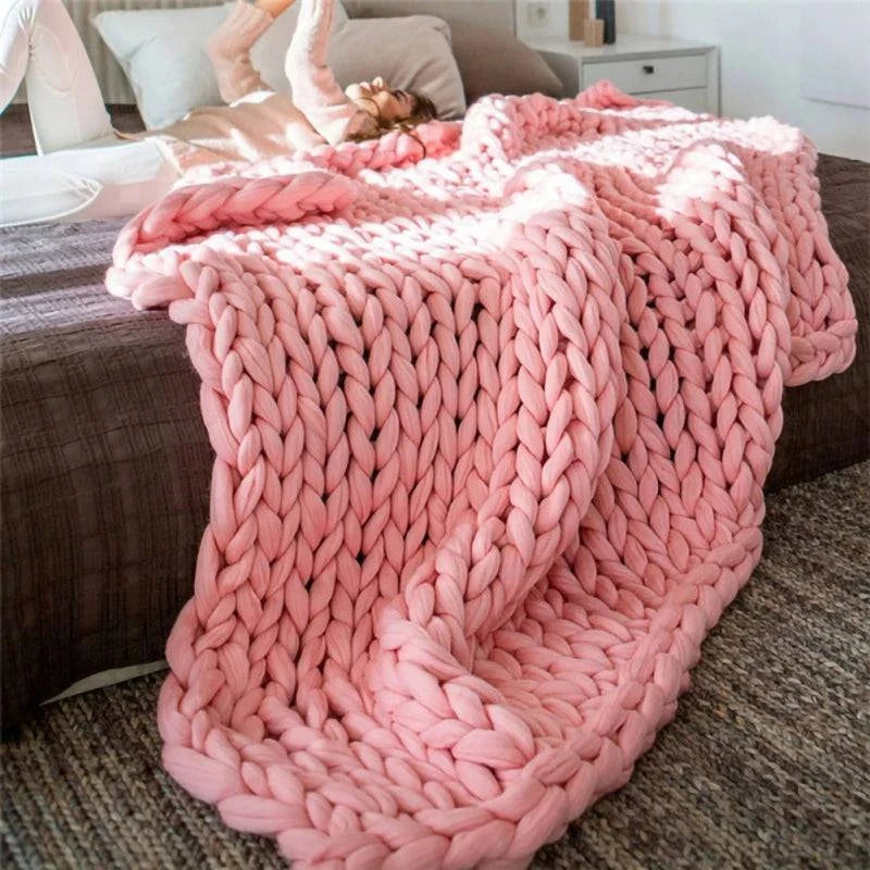Acrylic Knitted Thick Rough Blanket - Woven Hand Knitted - STripleB