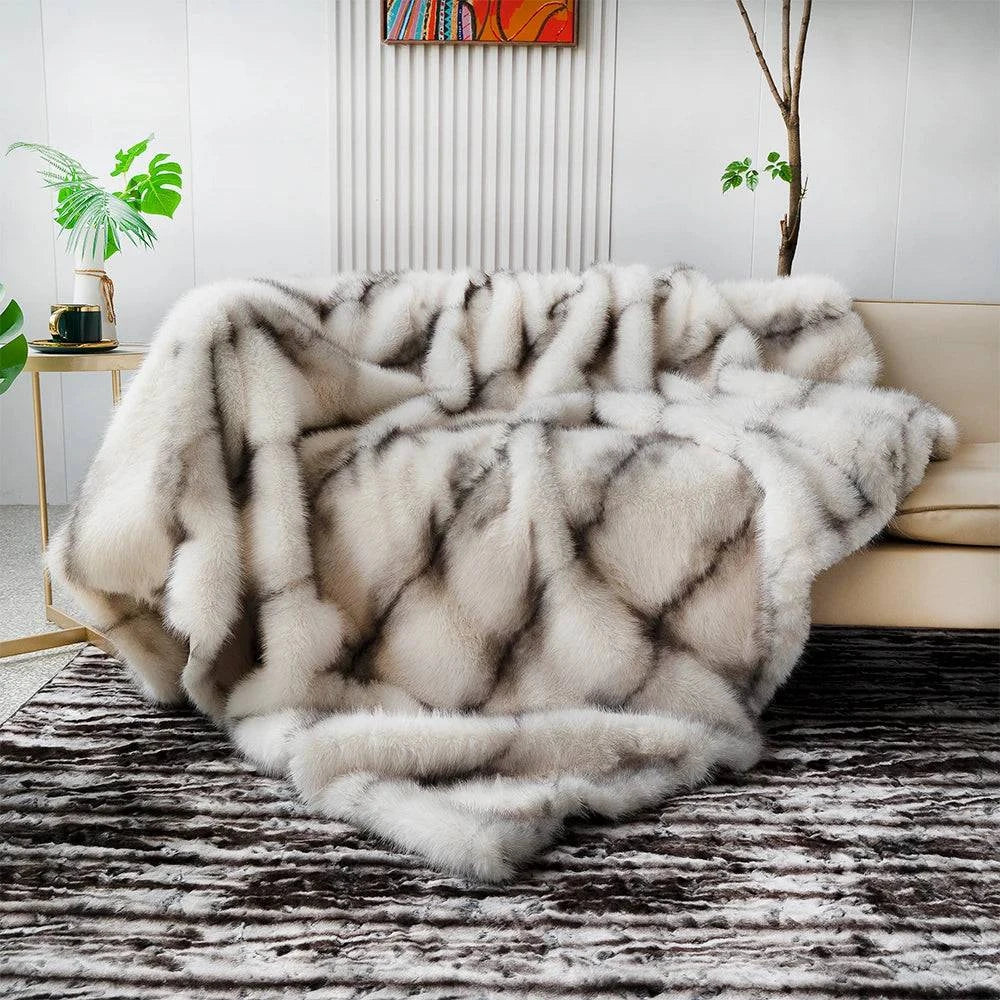 Luxury Faux Fur Blanket - High-End Fox Fur Bed & Sofa Throw - STripleB