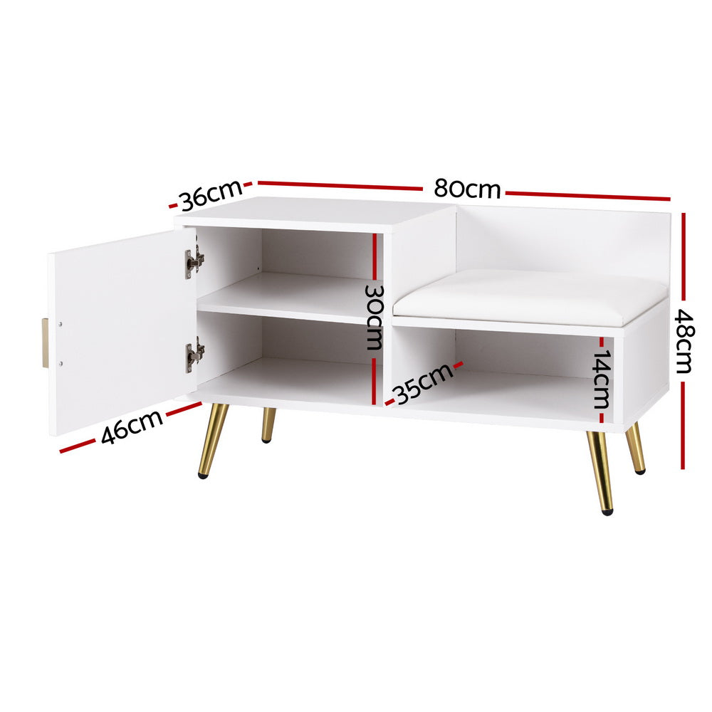 Shoe Rack Cabinet Bench 6 Pairs - White - STripleB