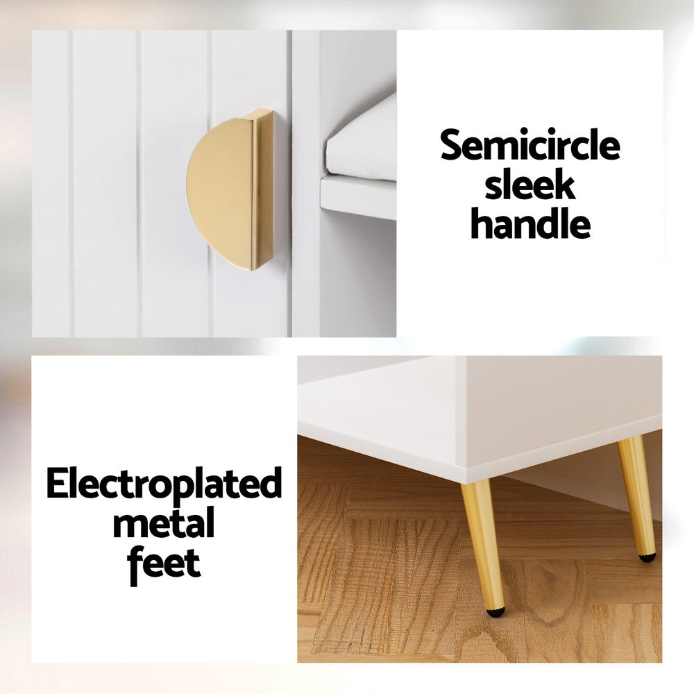 Shoe Rack Cabinet Bench 6 Pairs - White - STripleB