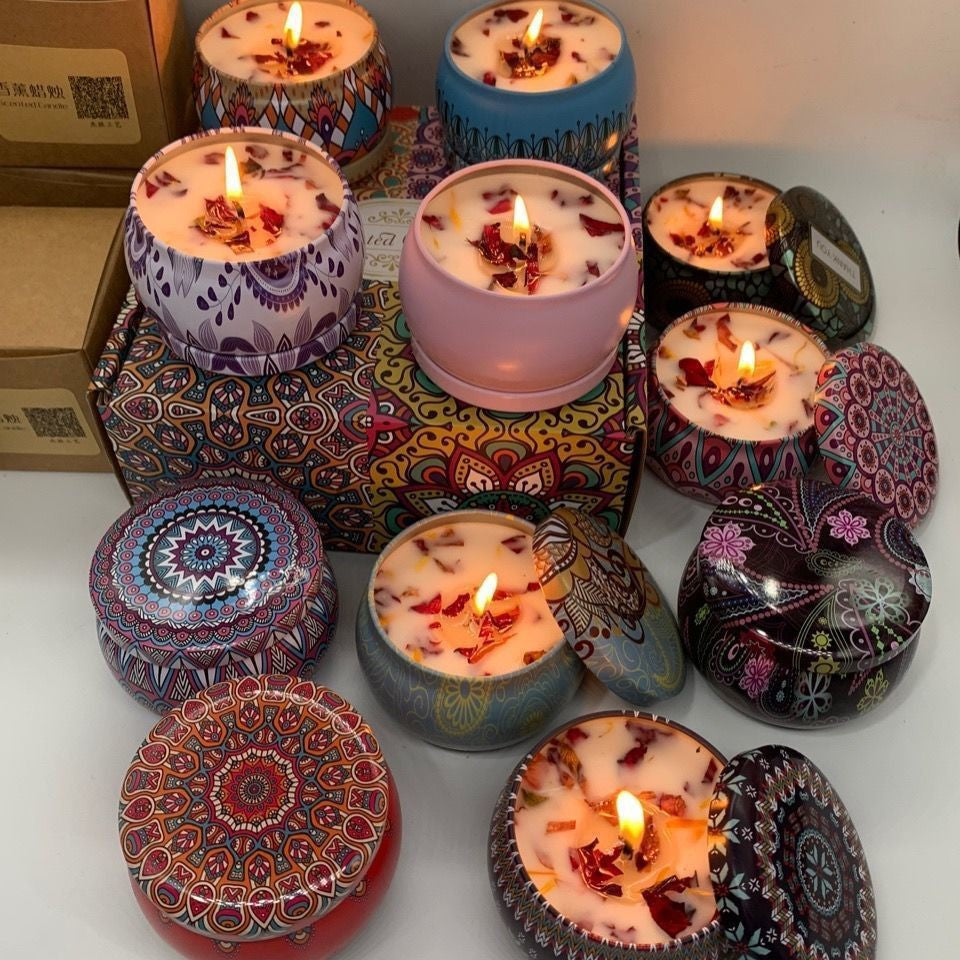 Small Scented Candle Set - 4 Soy Wax Candles, Travel Candle Set (Peony) - STripleB