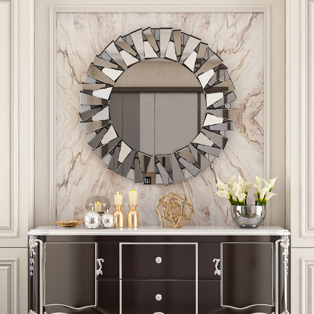Stunning 32 Silver Round Wall Mirror - STripleB