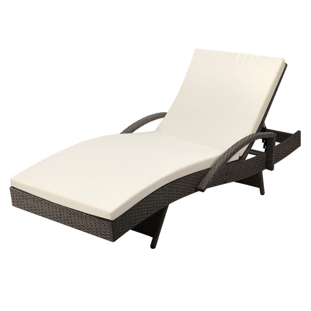 Sun Lounge Wicker Chair - Grey Beige - STripleB