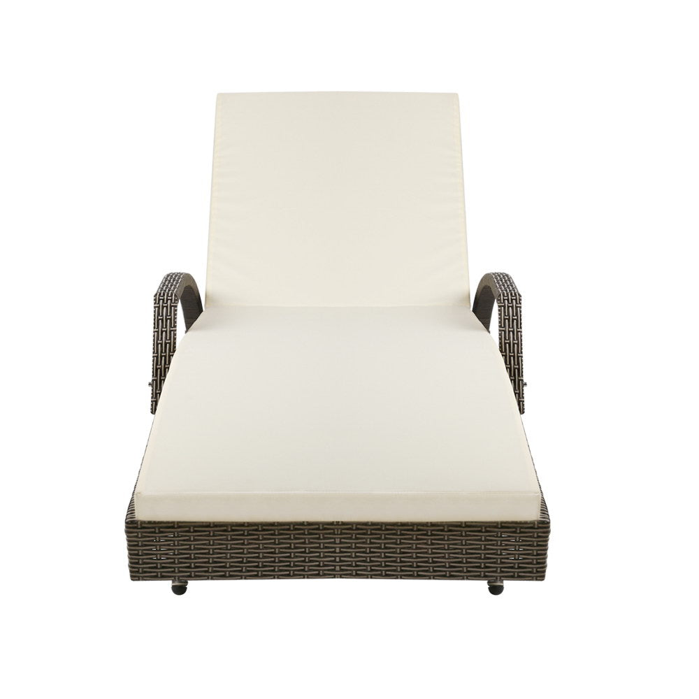 Sun Lounge Wicker Chair - Grey Beige - STripleB