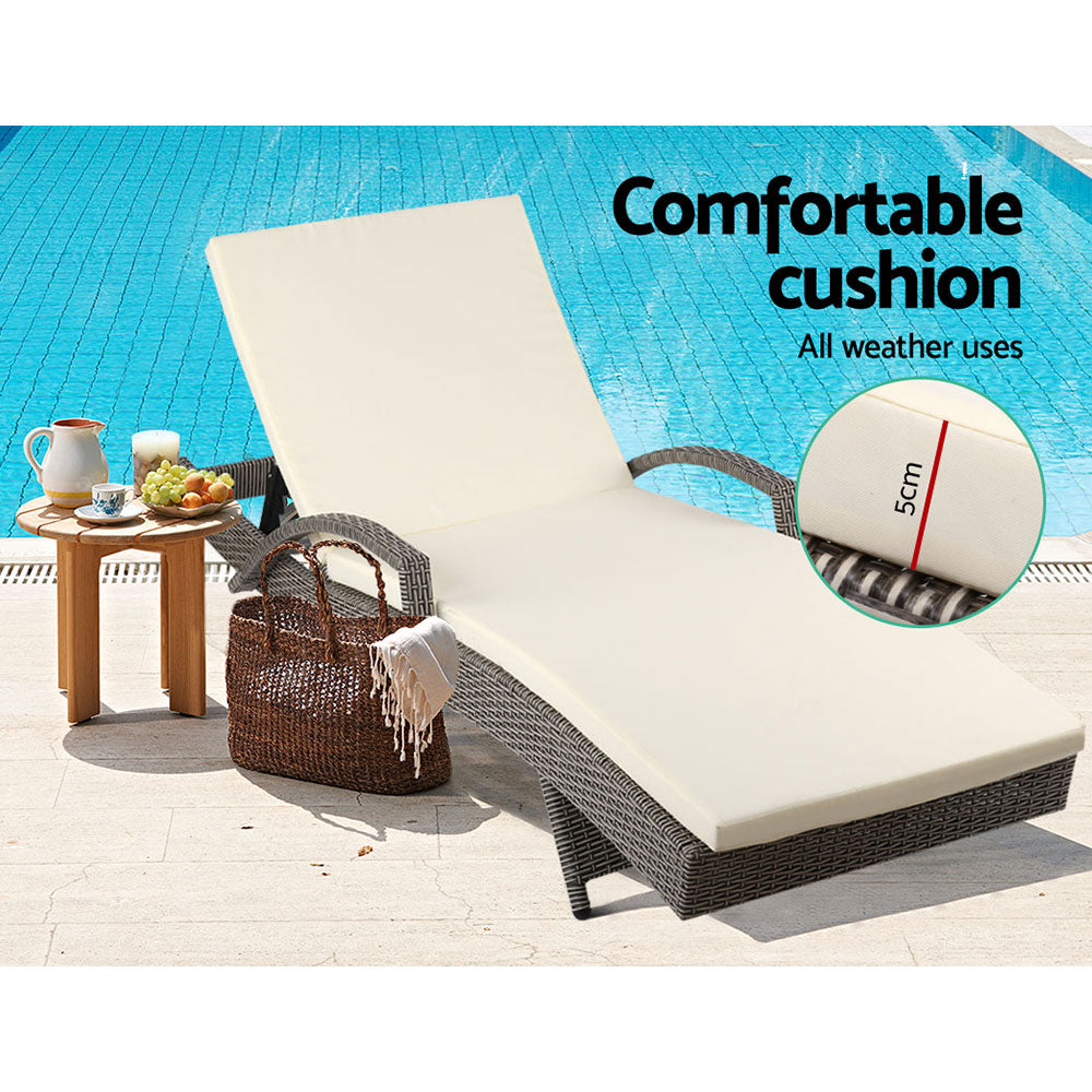 Sun Lounge Wicker Chair - Grey Beige - STripleB