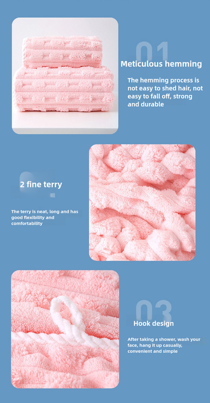 Thickened Coral Fleece Towel Set - Blue - STripleB