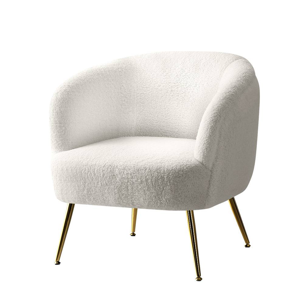 Artiss Armchair Lounge Chair Accent Chairs Armchairs Sherpa Boucle Sofa White - STripleB