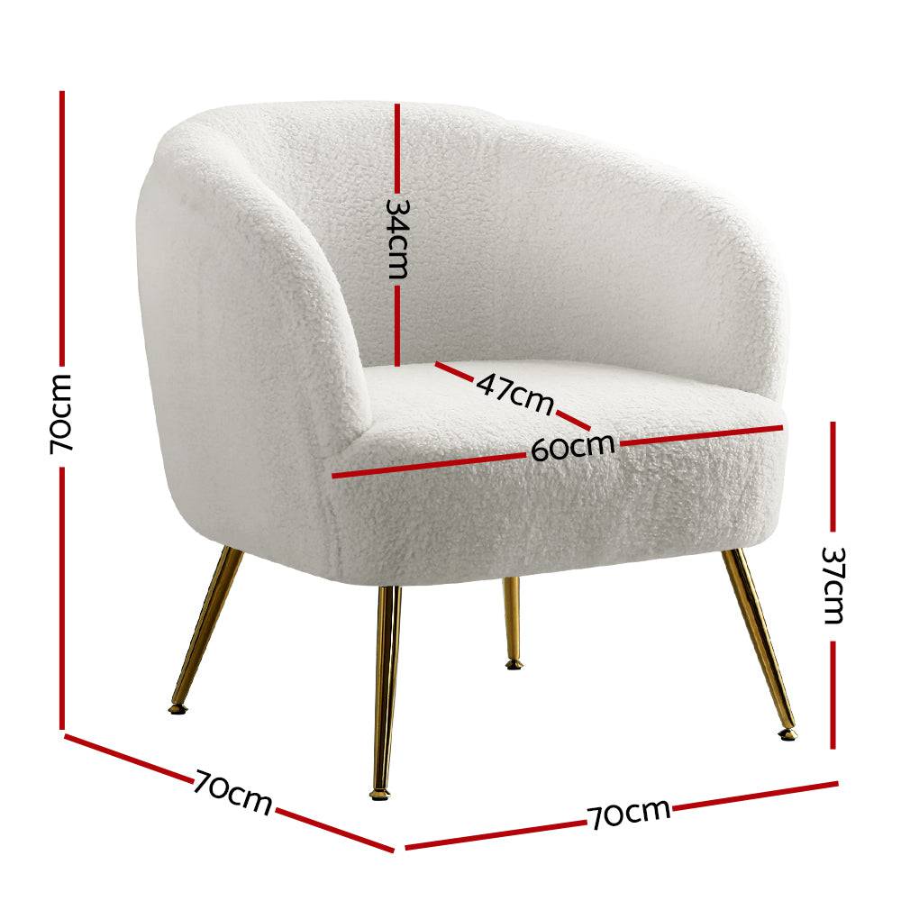 Artiss Armchair Lounge Chair Accent Chairs Armchairs Sherpa Boucle Sofa White - STripleB