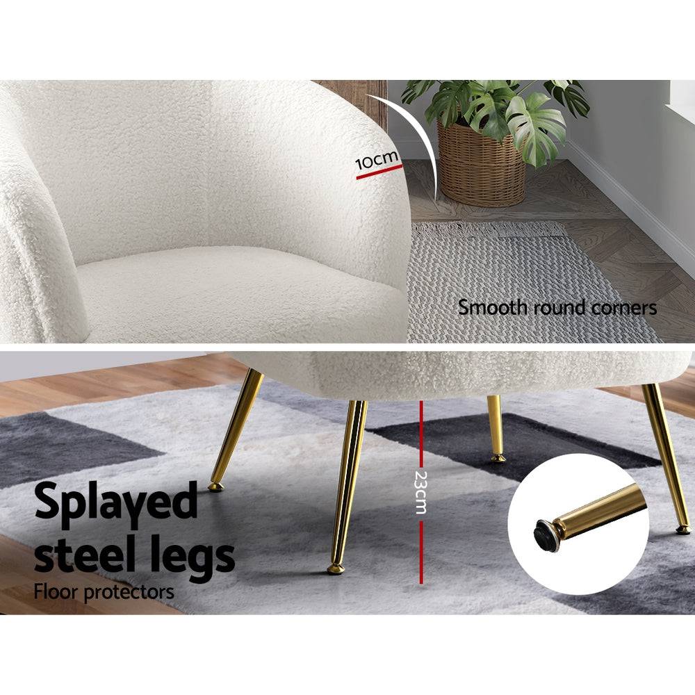 Artiss Armchair Lounge Chair Accent Chairs Armchairs Sherpa Boucle Sofa White - STripleB