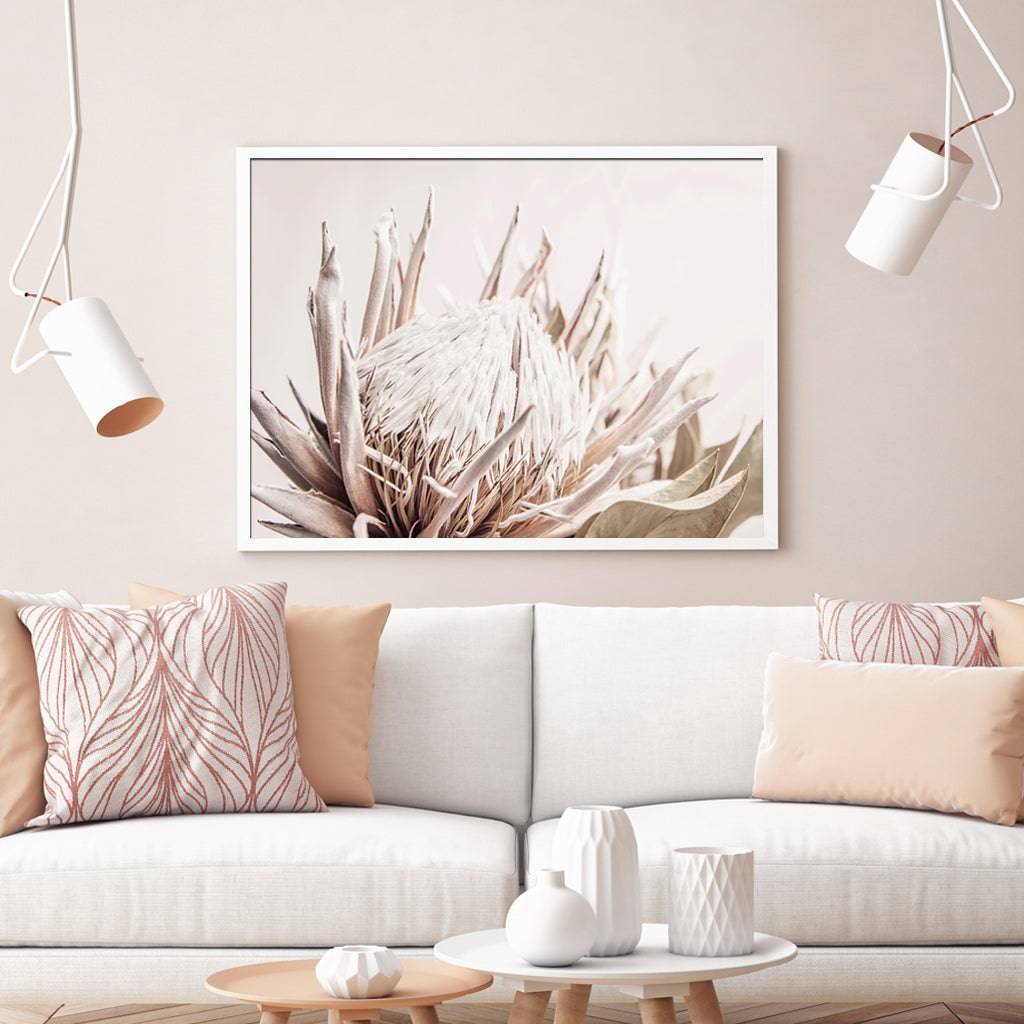 Pure Protea II White Frame Canvas - 40cmx60cm - STripleB