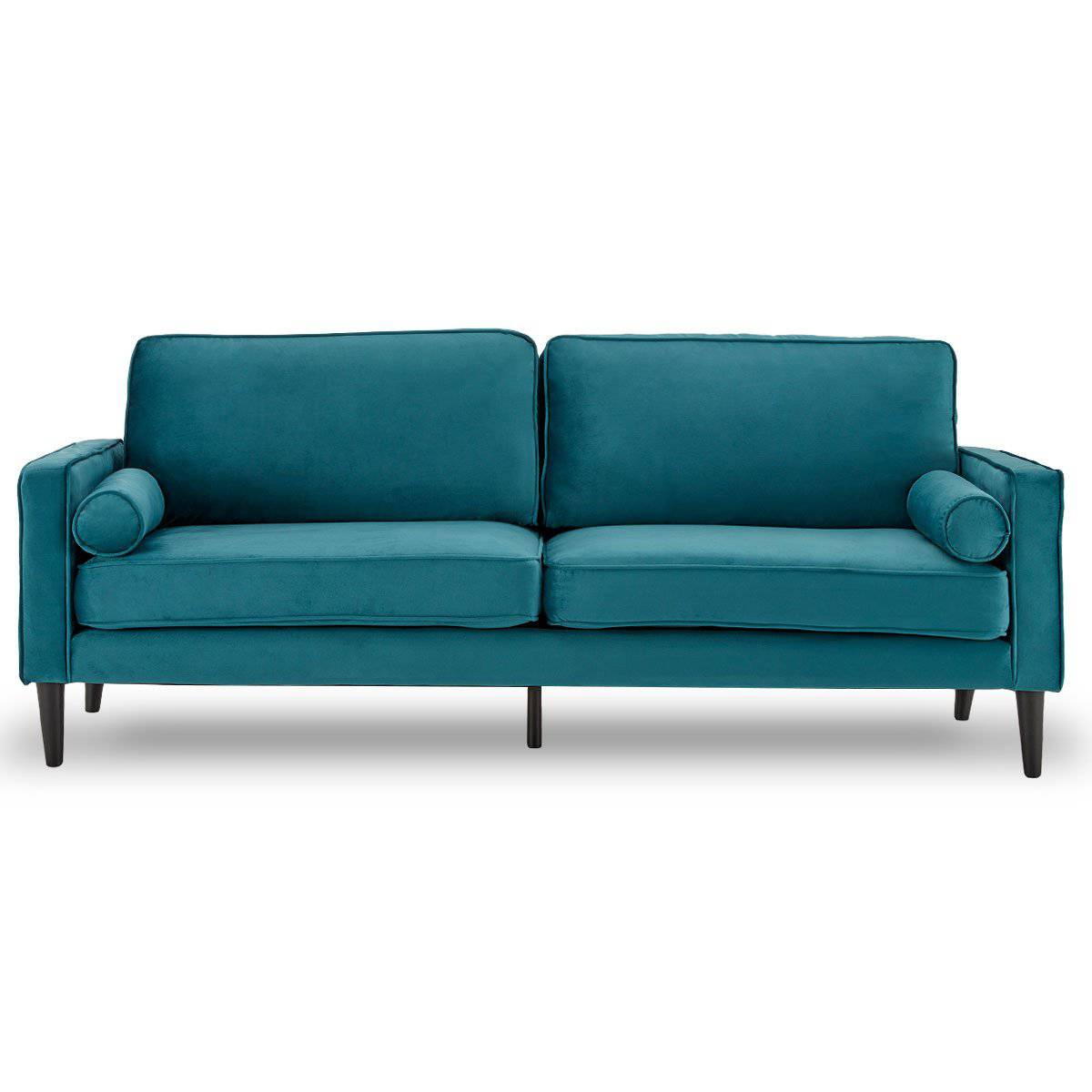 Faux Velvet Sofa - Blue - STripleB