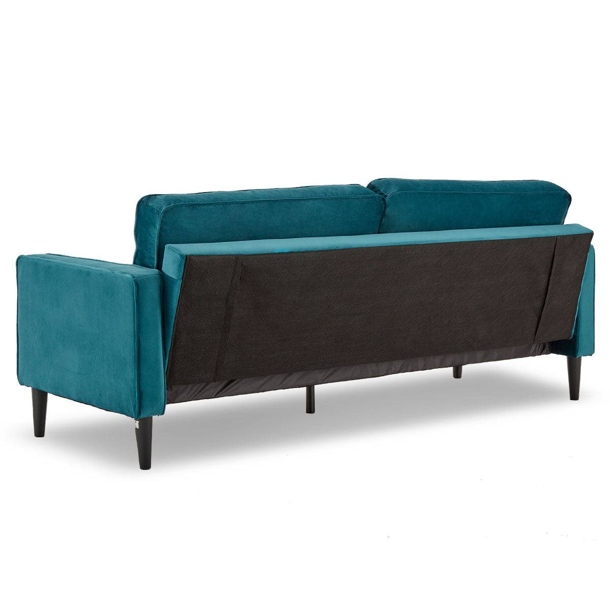 Faux Velvet Sofa - Blue - STripleB