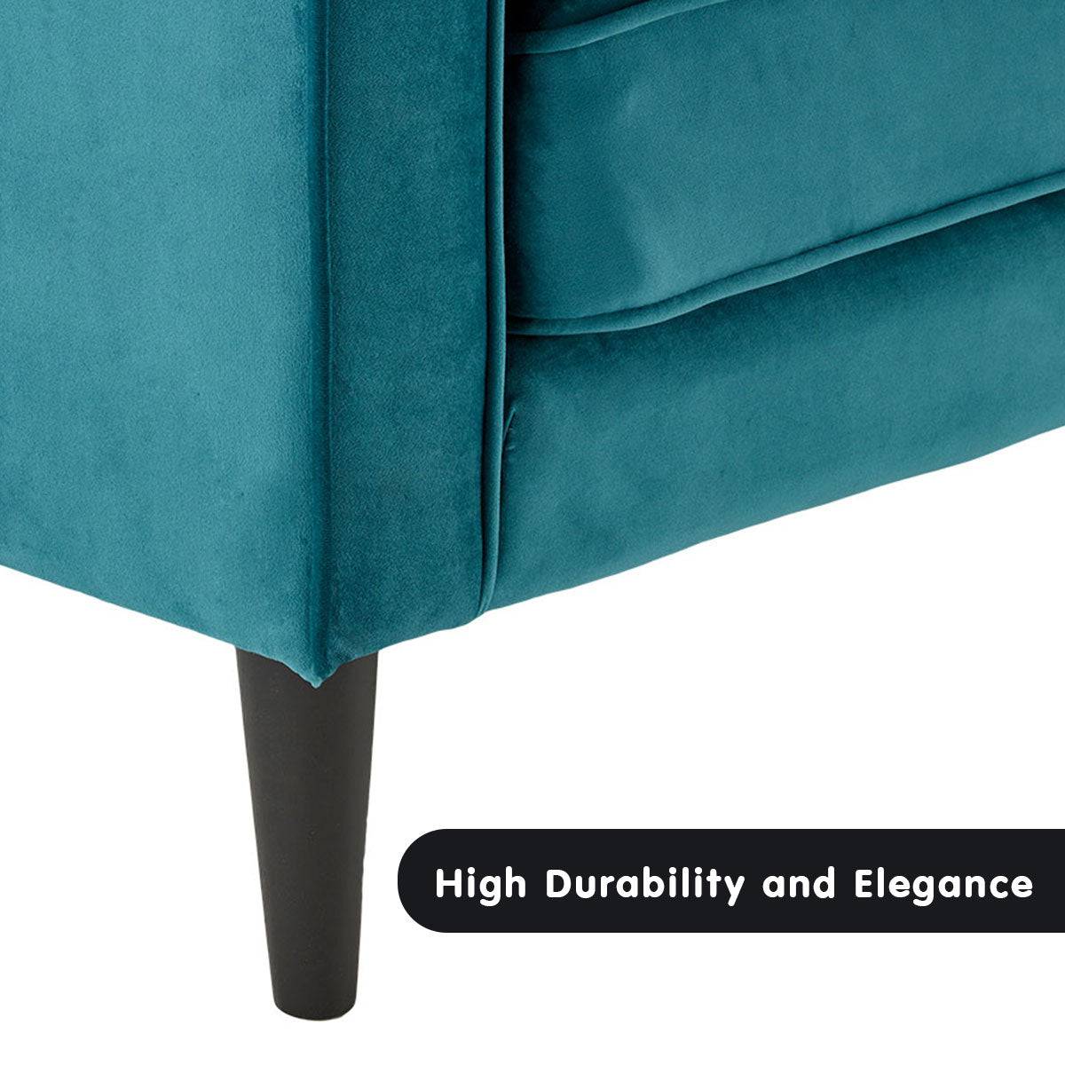 Faux Velvet Sofa - Blue - STripleB