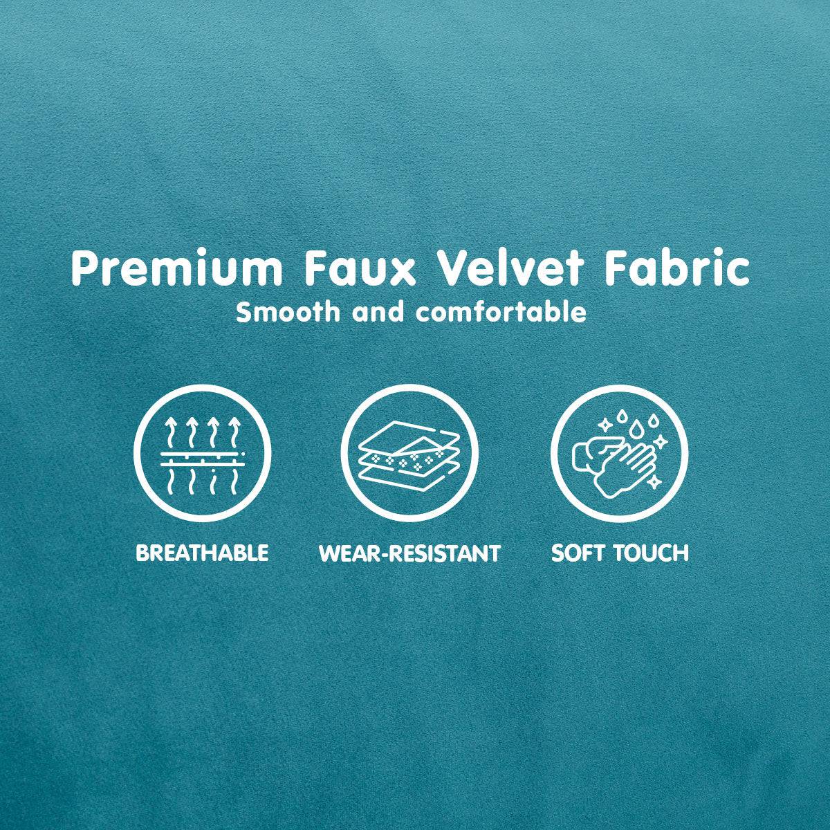 Faux Velvet Sofa - Blue - STripleB