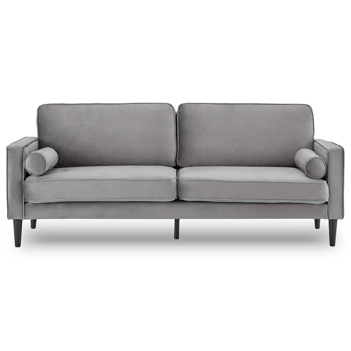Faux Velvet Sofa - Grey - STripleB