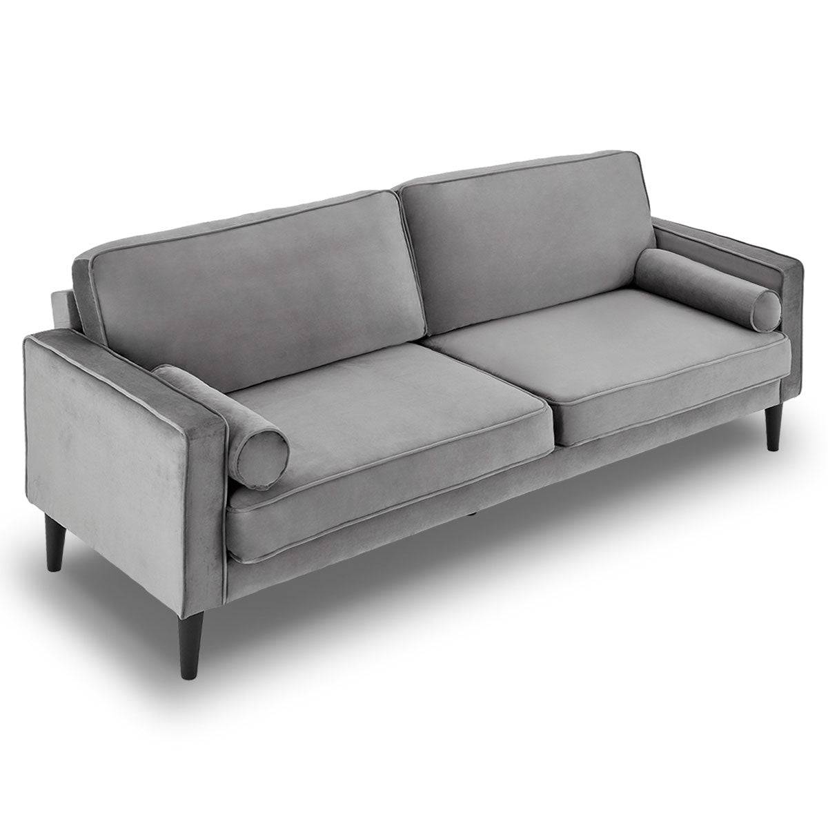 Faux Velvet Sofa - Grey - STripleB