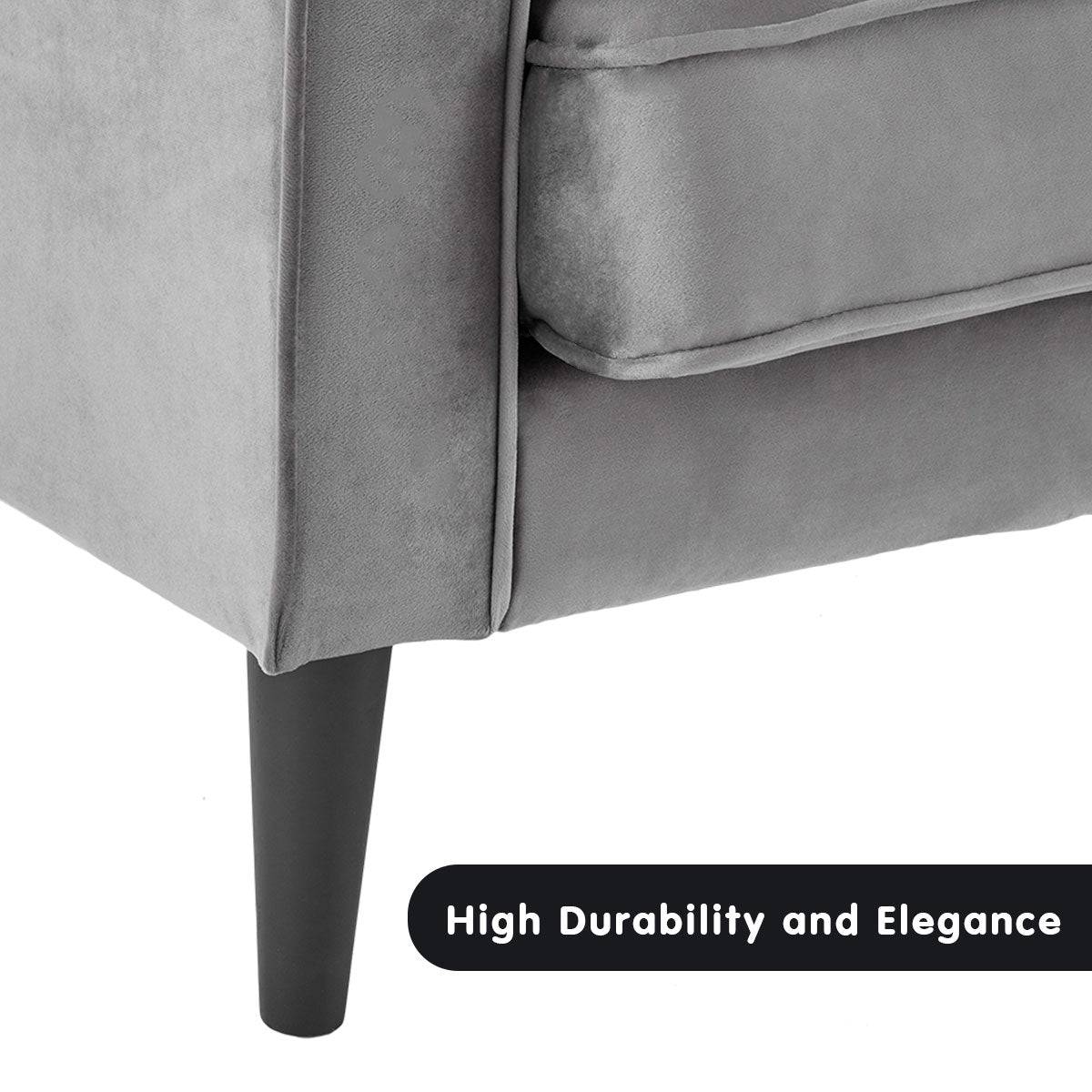 Faux Velvet Sofa - Grey - STripleB