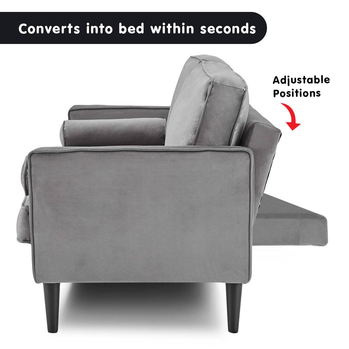 Faux Velvet Sofa - Grey - STripleB