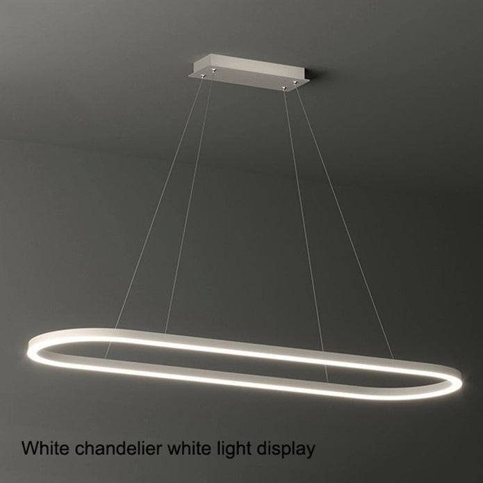 Modern Minimalist Oval Pendant Light Adjustable LED Chandelier White - STripleB