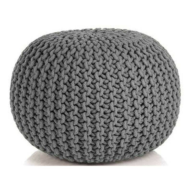 Braided Ottoman Pouffe Footstool Hand Knitted (Grey) - STripleB