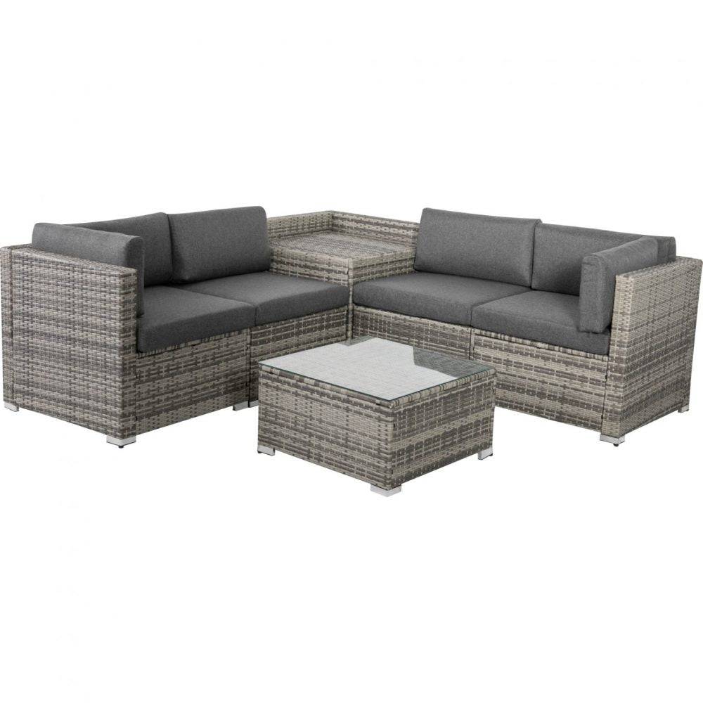 6PCS Outdoor Modular Lounge Sofa - Grey - STripleB