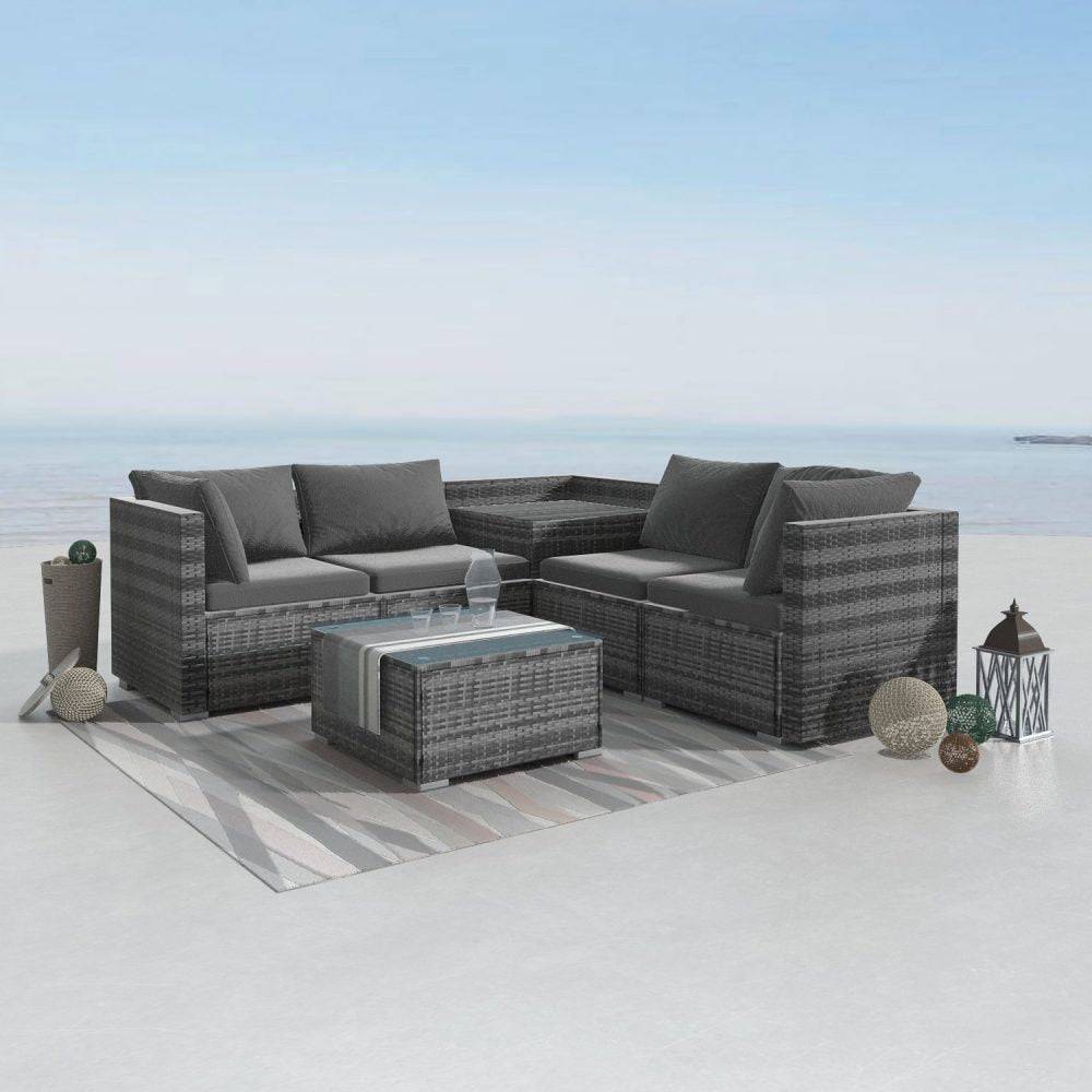 6PCS Outdoor Modular Lounge Sofa - Grey - STripleB