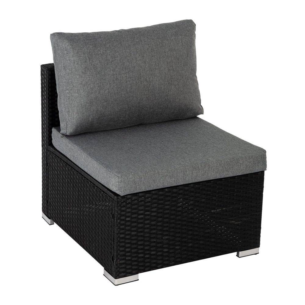9 PC Outdoor Ottoman Lounge Set - Black - STripleB