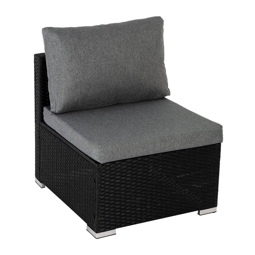 7PC Outdoor Wicker Loveseat Setting with Storage Corner - (Black) - STripleB