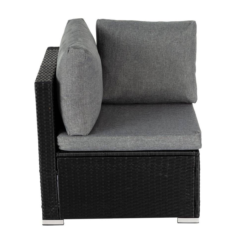 7PC Outdoor Wicker Loveseat Setting with Storage Corner - (Black) - STripleB