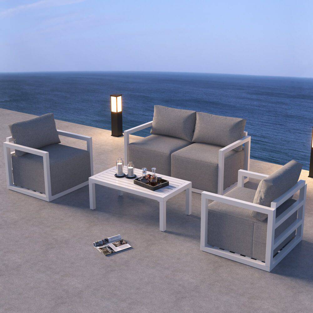 Alfresco Outdoor Lounge Set – White - STripleB