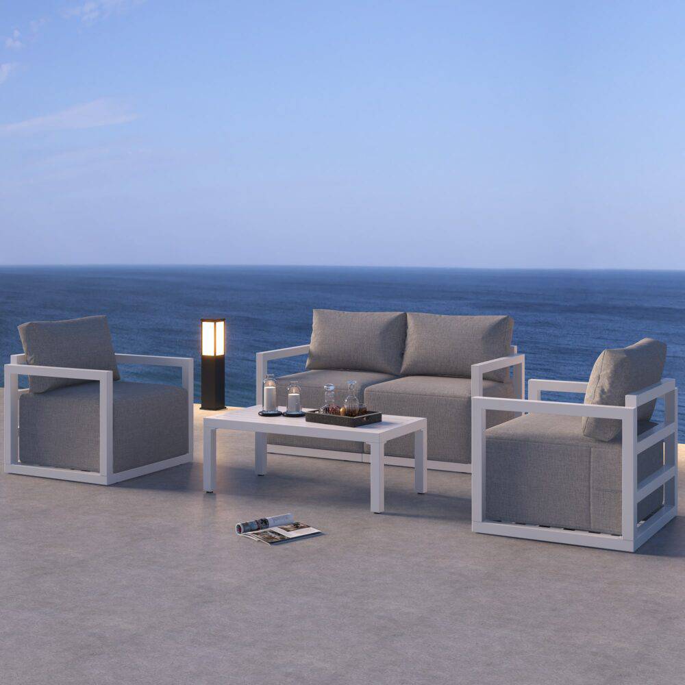 Alfresco Outdoor Lounge Set – White - STripleB