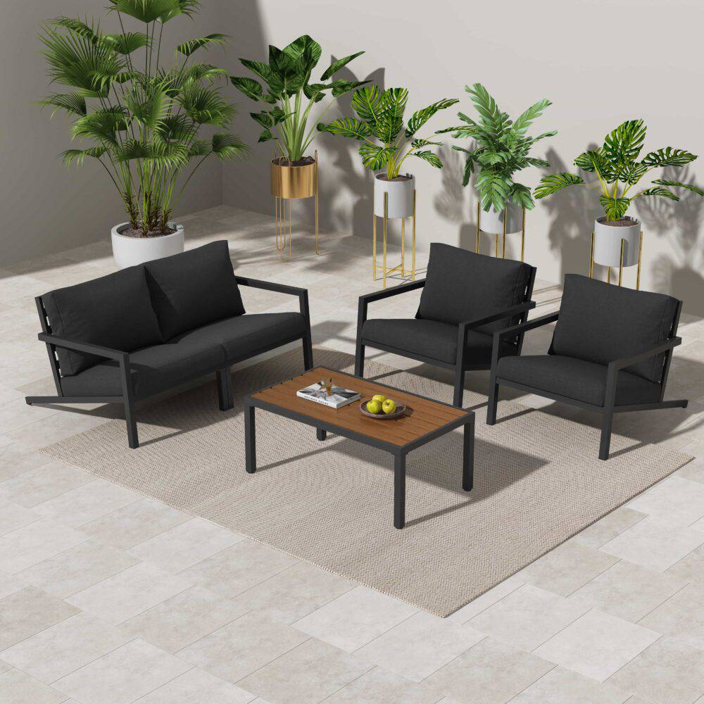 5 PCS - Aidan Garden Furniture Set - Slate Grey - STripleB
