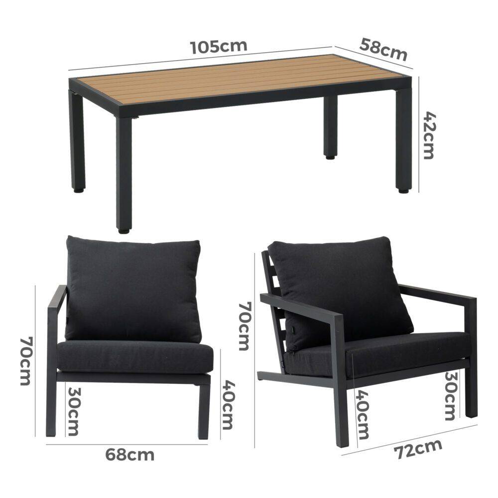 5 PCS - Aidan Garden Furniture Set - Slate Grey - STripleB