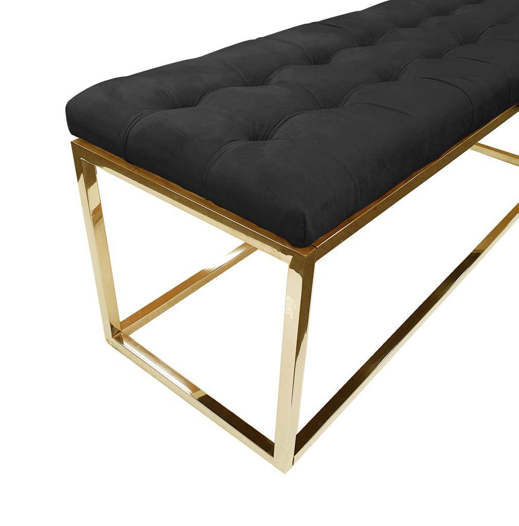 Holly Ottoman Gold Base - Black Seat - STripleB