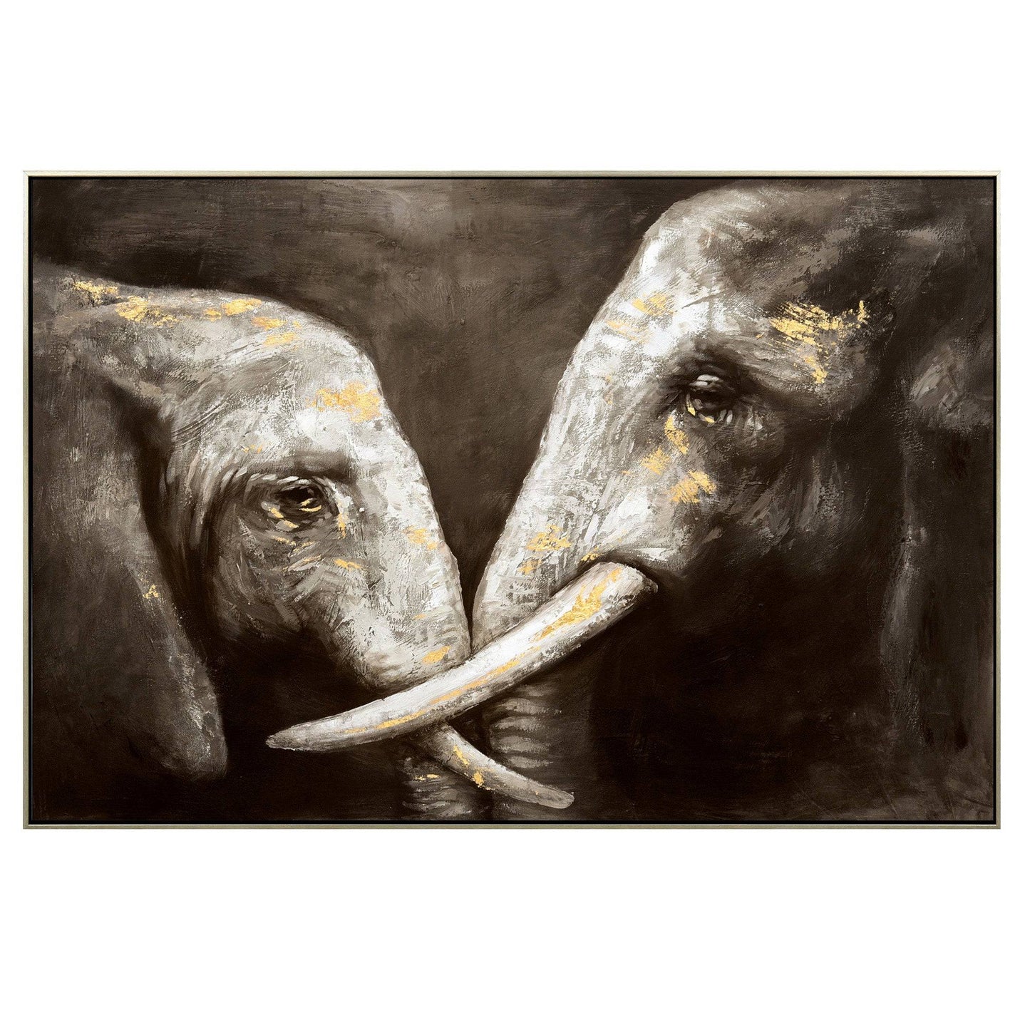 Tusker Ties Champagne Framed Hand Painted Canvas Wall Art - 120X80cm - STripleB