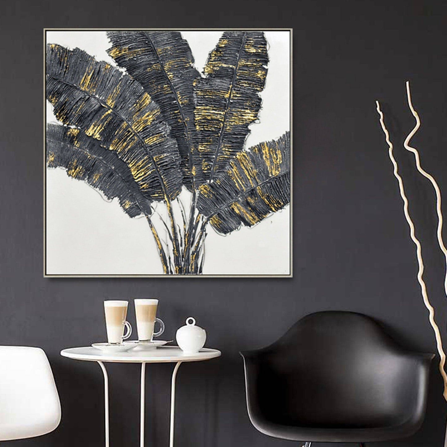 Hand Painted Canvas Wall Art - Noir Luminescence Light Wood Framed - 100 x 100 - STripleB