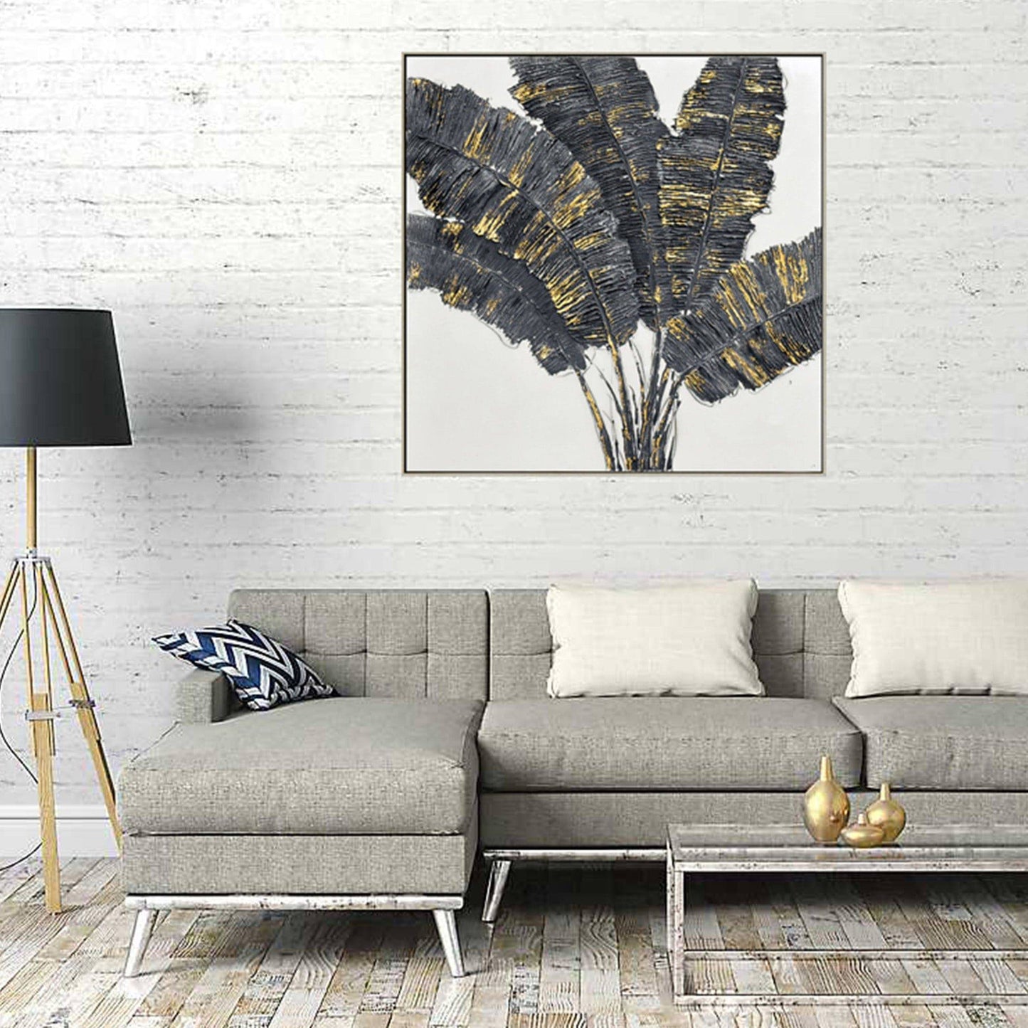 Hand Painted Canvas Wall Art - Noir Luminescence Light Wood Framed - 100 x 100 - STripleB